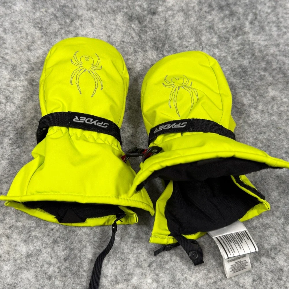 Spyder Dry Waterproof Mittens Neon Yellow Lime Green Size XL Kids Ski Snow